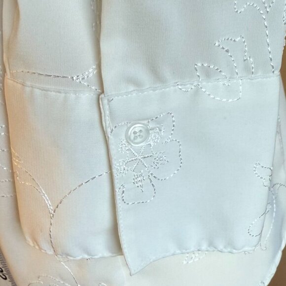 Penmans off white blouse 3/4 sleeves embroidered embellishment button up Size S - Picture 5 of 12